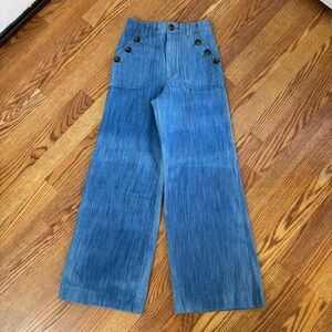 Zara Size XS Womens High Rise Wide Leg Denim Jean Light Blue